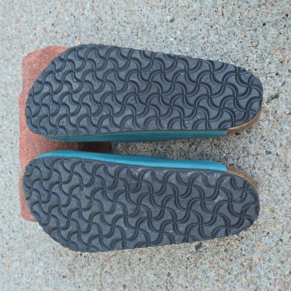 Birkenstock Amsterdam Turquoise Teal Suede Clogs Mules Size 38 - Picture 10 of 14
